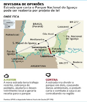 Reabertura de estrada no Parque do Iguaçu entre Capanema e Serranópolis do Iguaçu divide comunidade