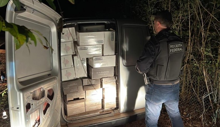Operação da Receita Federal resulta em perseguição e prisão por contrabando de vinho