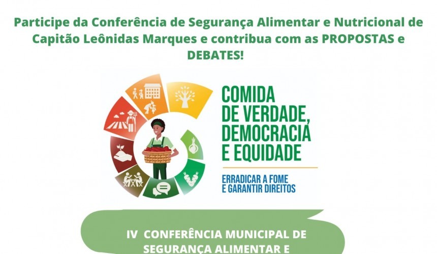 4ª Conferência de Segurança Alimentar e Nutricional acontece nesta quarta-feira em Capitão
