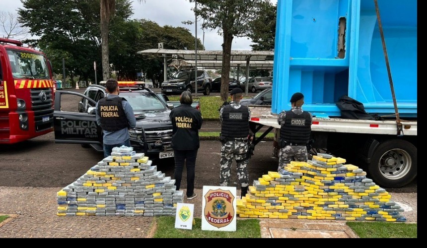 470 kg de cocaína escondidos em fundo falso de piscinas de fibra são apreendidos em Medianeira
