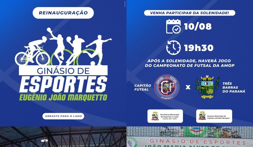 Reinauguração do Ginásio de Esportes de Capitão contará com jogo decisivo da equipe de Futsal masculino na Copa AMOP