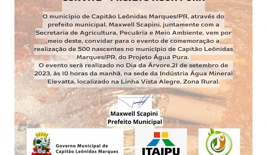 Programa Água Pura prepara comemoração especial de 500 nascentes recuperadas em Capitão