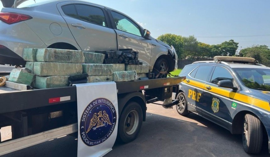 PRF e PM apreendem quase 400 kg de maconha em Toledo