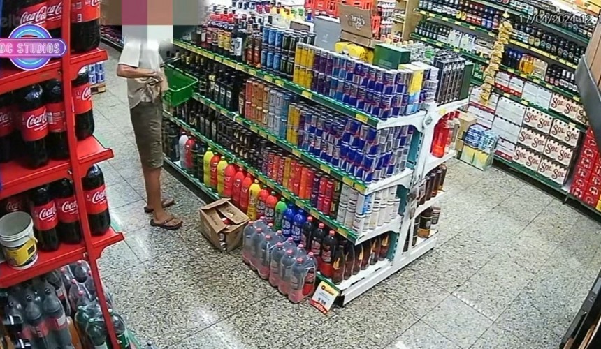 Câmeras de monitoramento flagram homem furtando bebidas por dois dias consecutivos em supermercado de Realeza