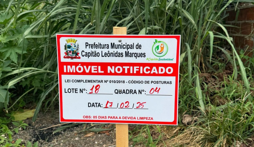 Secretaria de Saúde de Capitão está notificando proprietários de terrenos com mato alto