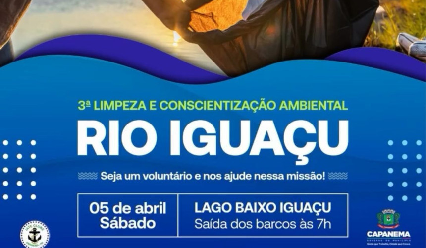 3° limpeza do Lago Baixo Iguaçu acontece neste sábado (05) em Capitão
